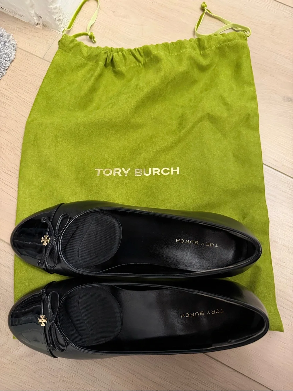 Tory Burch Black Patent Leather Heeled Ballet Flats
